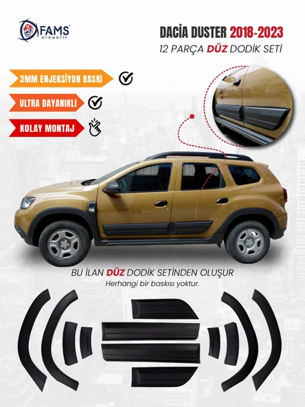 Dacia Duster Uyumlu 2018-2024 Enjeksiyon Baskı Düz Dodik seti 12 parça ürün görseli
