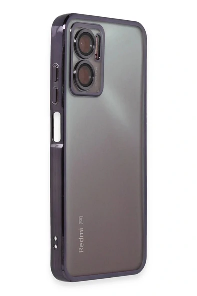 LitaeTrend Xiaomi Redmi Note 11E Kılıf Lensli Silikon - Mor - Resim 2