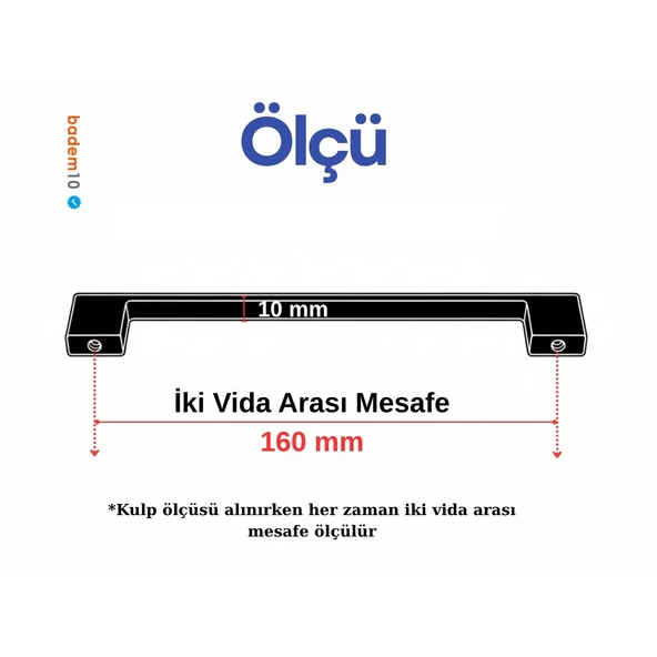 Mobilya Çekmece Dolap Kapak Kulpu Dayanıklı Kulbu Kulpları Siyah 160 mm Siyah Metal Kulp (10 ADET) - Resim 4