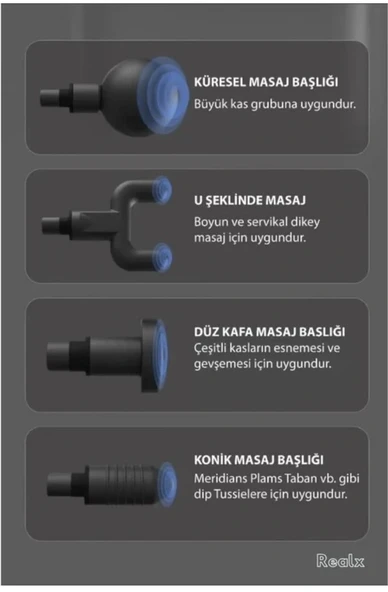 Darbeli Titreşimli Şarjlı Masaj Tabancası Masaj Aleti Gri Renk - Resim 3