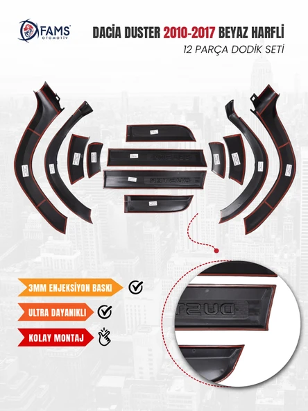 Dacia Duster 2010-2017 Uyumlu Dodik Seti 12 Parça (Beyaz Harfli) - Resim 4