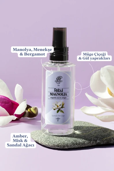 Rebul Magnolia Edc 50 ml Sprey Pet Şişe Kolonya - Resim 2