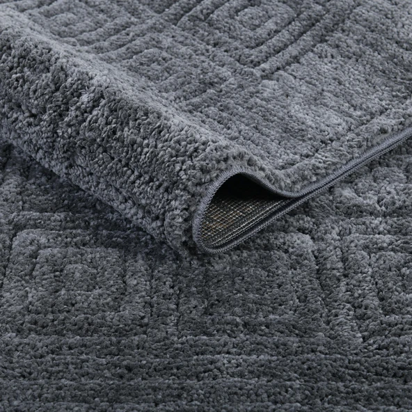 Pandora Yumuşak Peluş Shaggy Gri Çocuk Odası Oturma Odası Salon Mutfak Koridor Halısı Yolluk 1102O - Resim 4