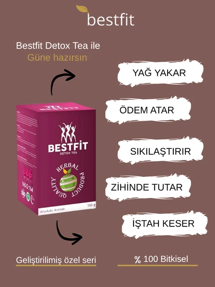 Çayı 45 Günlük kavanoz çay KDetox Tea 165gr-bestfit Detox Tea - Resim 4