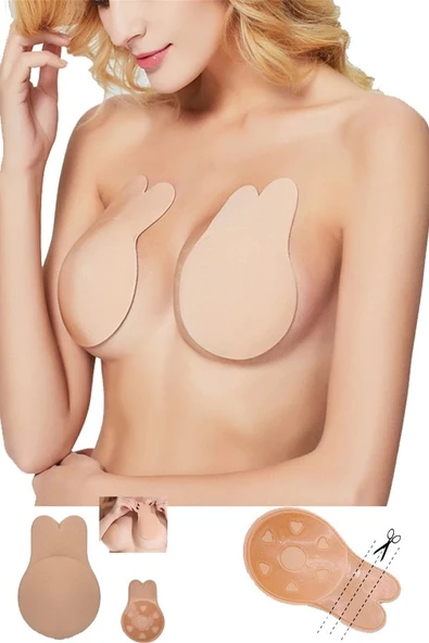 Askısız Sutyen Ten Rengi 1 Çift Göğüs Dikleştirici Göğüs Ucu Kapatıcı Yapışkanlı Dikleştirici Silikon ürün görseli 1