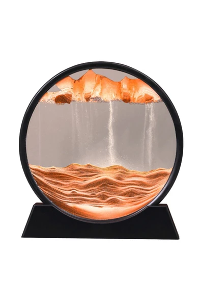 Dekoratif Yuvarlak 3 D Hareketli Sarı Kum Saati Şeklinde Kum Tablosu 7 İnç Orta Boy Yuvarlak Kum Tablosu Derin Deniz Kumu - Resim 5