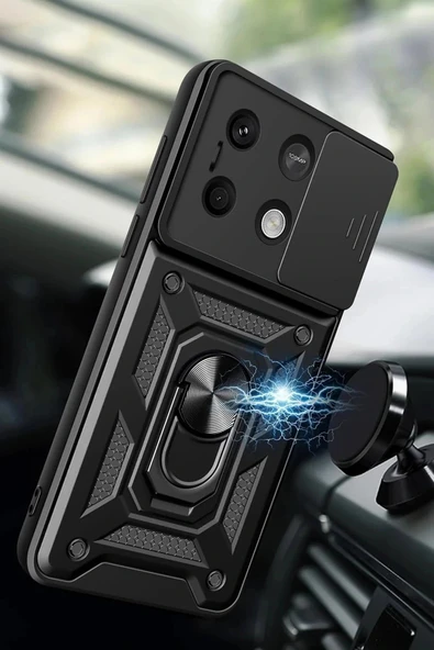 LitaeTrend Xiaomi Poco M6 Pro 4G Kılıf Pars Lens Yüzüklü Silikon - Gümüş - Resim 2