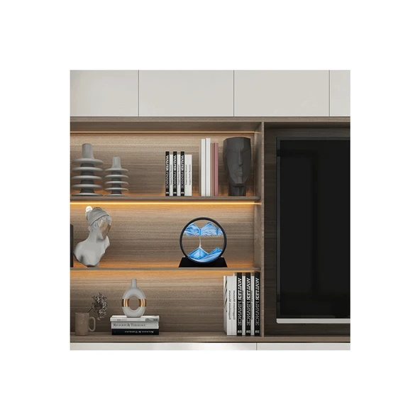 Dekoratif Yuvarlak 3 D Hareketli Mavi Kum Saati Şeklinde Kum Tablosu 7 İnç Orta Boy Yuvarlak Kum Tablosu - Resim 5