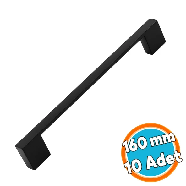 Mobilya Çekmece Dolap Kapak Kulpu Dayanıklı Kulbu Kulpları Siyah 160 mm Siyah Metal Kulp (10 ADET) ürün görseli