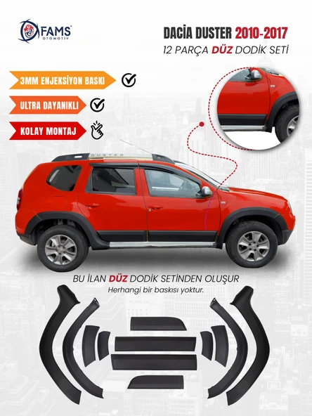 Dacia Duster 2010-2017 Uyumlu Dodik Seti 12 Parça (Baskısız) Düz ürün görseli