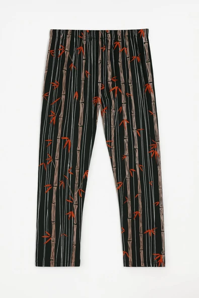 Kadın Yumuşak Kadife Dokulu Bambu Desenli Pijama Altı - Resim 2