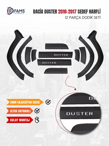 Dacia Duster 2010-2017 Uyumlu Dodik Seti 12 Parça (Sedef Harfli) - Resim 2