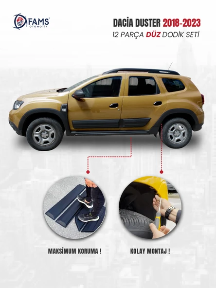 Dacia Duster Uyumlu 2018-2024 Enjeksiyon Baskı Düz Dodik seti 12 parça - Resim 3
