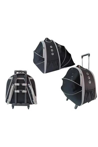 La Vista Grand Paris Tekerlekli Genişletilebilen Kedi, Küçük Köpek Taşıma Çantası Siyah 40-40-50cm ürün görseli 1