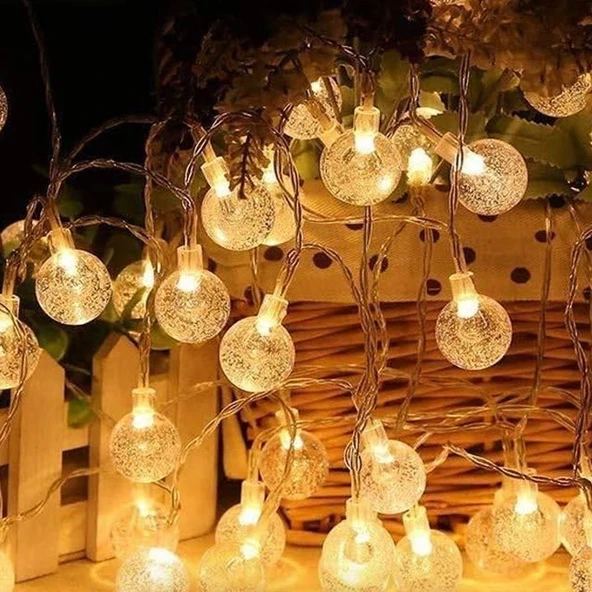 5M 28 Led Kristal Top Gün Işığı Şeffaf Kablo Fişli Eklemeli MZ-18-14 ürün görseli 1