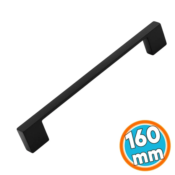 Mobilya Çekmece Dolap Kapak Kulpu Dayanıklı Kulbu Kulpları Siyah 160 mm Siyah Metal Kulp ürün görseli