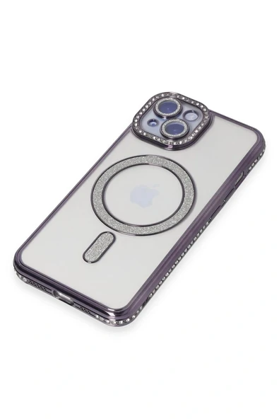 LitaeTrend iPhone 13 Kılıf Joke Simli Magneticsafe Kılıf - Derin Mor - Resim 2