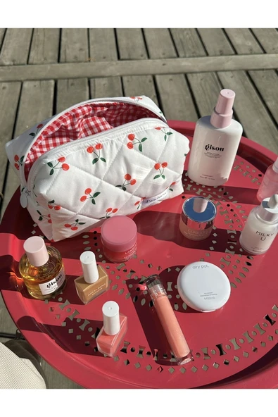 Kiraz Desenli Makyaj Çantası - Küçük Boy ürün görseli
