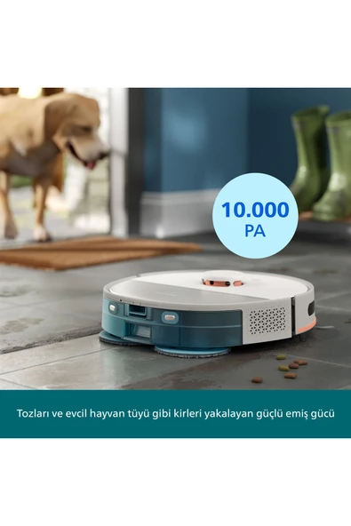 Philips HomeRun 5000 Serisi XU5100/20 Beyaz Çöp İstasyonlu Akıllı Robot Süpürge - Resim 4