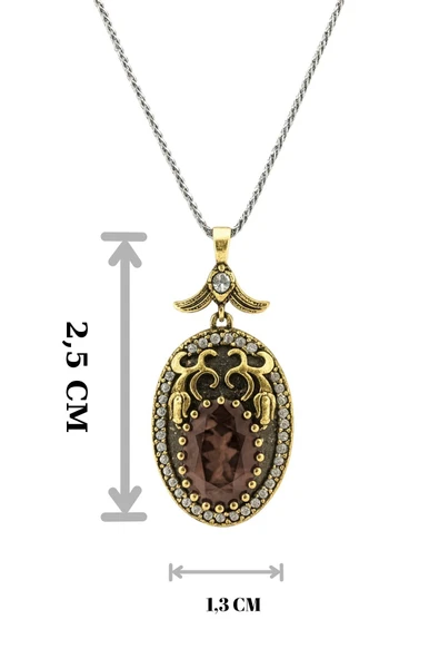 Lale Motifli Oval Zirkon Taşlı Renk Seçenekli Otantik Ayarlanabilir Gümüş Kolye - Resim 2