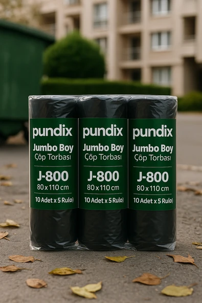 Pundix J800 Jumbo Boy Çöp Torbası (80X110 Cm) 5 Rulo (Toplam 50 Adet) Dayanıklı, Sızdırmaz ve Geniş Hacimli Çöp Poşeti - Resim 5