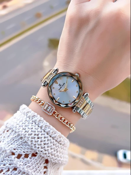 Daniel Klein Çelik Kordonlu 2 Yıl Garantili 3 Atm Suya Dayanıklı Kadın Kol Saati+Bileklik BD.14132.3 - Resim 2