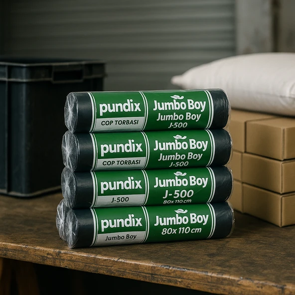 Pundix J500 Jumbo Boy Çöp Torbası (80X110 Cm) 5 Rulo (Toplam 50 Adet) Dayanıklı, Sızdırmaz ve Geniş Hacimli Çöp Poşeti - Resim 5