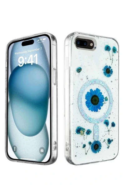 LitaeTrend iPhone 7 Kılıf Daisy Simli Magsafe Kapak - Mavi ürün görseli 1