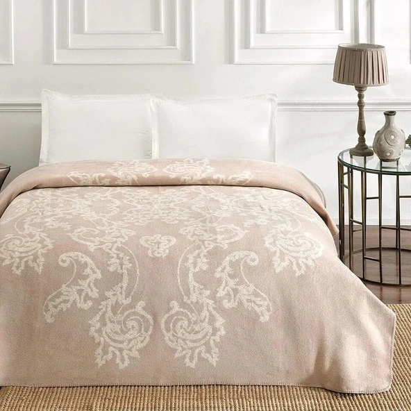 Taç Çift Kişilik Pamuklu Battaniye Sierra Bej ürün görseli