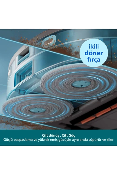 Philips HomeRun 5000 Serisi XU5100/20 Beyaz Çöp İstasyonlu Akıllı Robot Süpürge - Resim 3