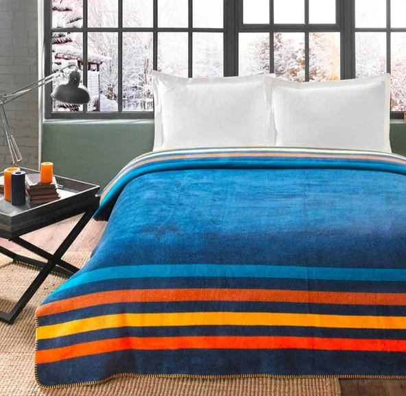 Taç Çift Kişilik Pamuklu Battaniye Sonic Mavi ürün görseli