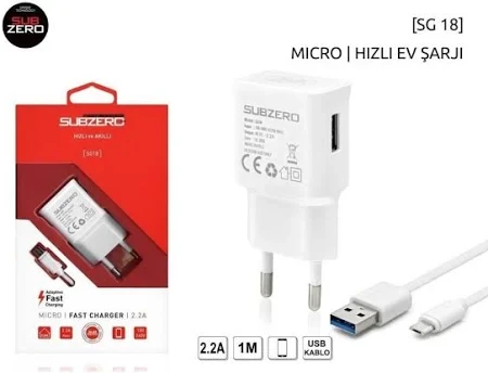 SUBZERO MICRO BEYAZ ŞARJ KABLOSU VE BAŞLIGI ürün görseli