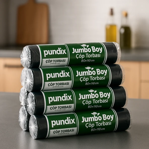 Pundix J500 Jumbo Boy Çöp Torbası (80X110 Cm) 5 Rulo (Toplam 50 Adet) Dayanıklı, Sızdırmaz ve Geniş Hacimli Çöp Poşeti - Resim 4