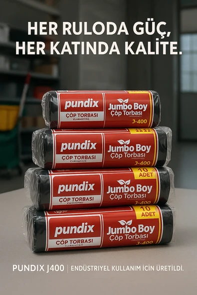 Pundix J400 Jumbo Boy Çöp Torbası (80X110 Cm) 5 Rulo (Toplam 50 Adet) Dayanıklı, Sızdırmaz ve Geniş Hacimli Çöp Poşeti - Resim 5