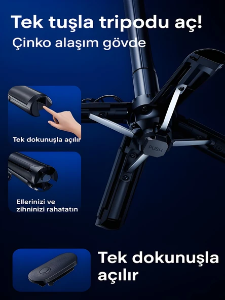 41.5 cm 360 Ayarlanabilir Bluetooth Kumandalı Kablosuz Tripod Selfie Stick Monopod - Resim 5