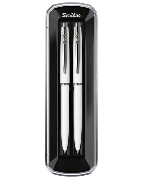 Scrikss 108 Prestige Tükenmez Versatil İkili Kalem Set Beyaz Kristal Kutu ürün görseli 1