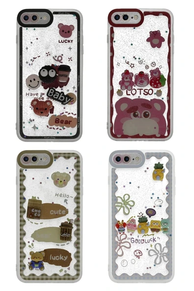 LitaeTrend iPhone 7 Plus Kılıf Sweet Desenli Silikon Kapak - Pembe - Resim 2