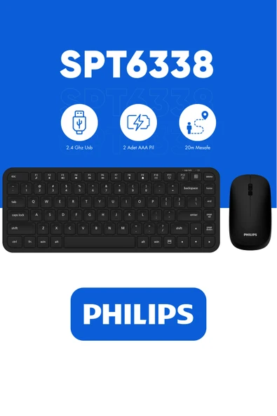 SPT6338 Kablosuz Set Wireless Set Kablosuz Klavye Kablosuz Mouse Türkçe Q Klavye ve Mouse Seti Siyah ürün görseli 1