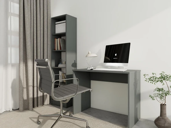 Ofis Çalışma Bilgisayar Masası Koyugri - Resim 2