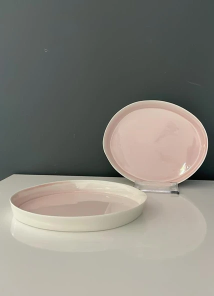 TANTİTONİ SPACE PEMBE PORSELEN 2 Lİ PASTA TABAĞI SETİ 16,8 CM ürün görseli