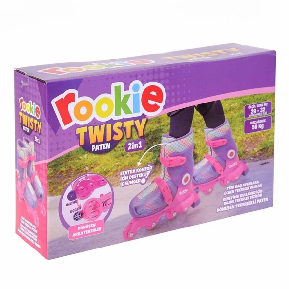 Rookie Twisty 2in1 Ayarlanabilir Paten – Dönüşen Tekerlekli, 29-32 Numara, Pembe-Mor - Resim 5