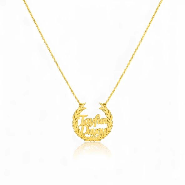 Defne Yapraklı Gümüş Kolye - Altın ürün görseli 1