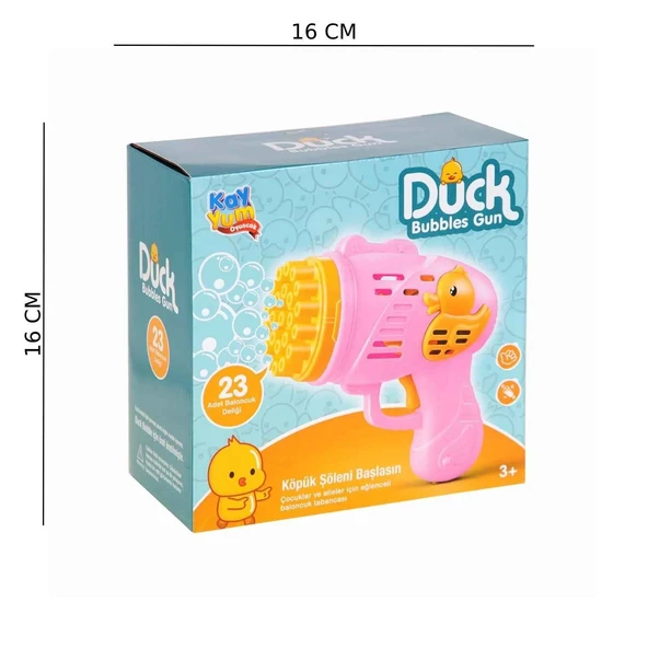 Ördek Desenli Pilli Pembe Köpük Tabancası - Resim 4