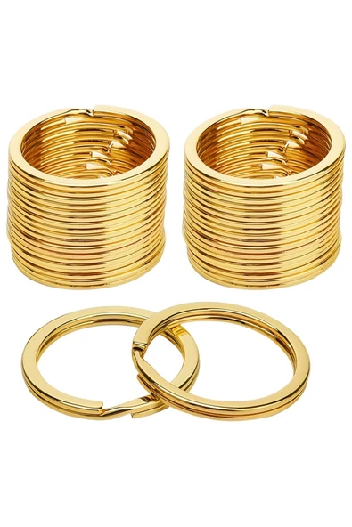 30 Adet Altın Renk 3 cm Metal Anahtarlık Halkası - Resim 2