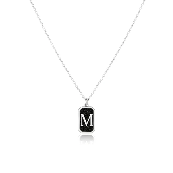 Gece Siyahı Parıltısı Harf Gümüş Kolye - Gümüş ürün görseli 1