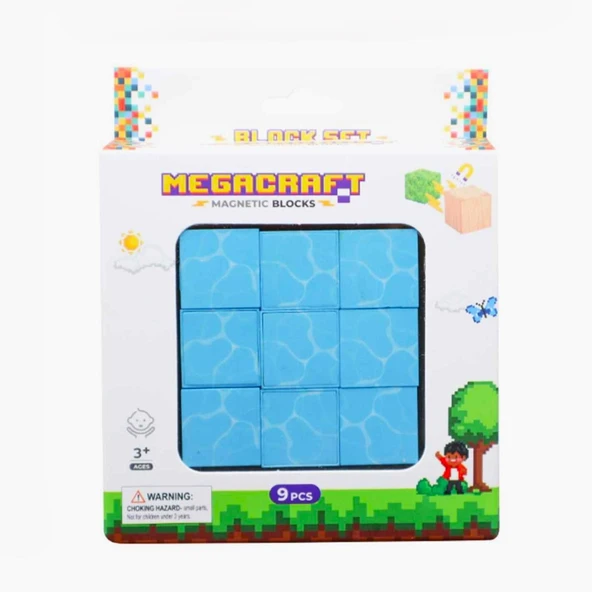 Megacraft Manyetik 9 Parça Bloklar - Su Desenli - Resim 2