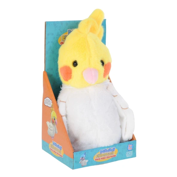 Müzikli Eğlenceli Dans Eden 25 Cm Peluş Papağan – Sarı Beyaz (Yürüyen, Ses Kayıtlı, Müzikli) - Resim 2