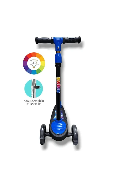 Swing Işıklı 3 Tekerlekli Scooter Mavi - Resim 3
