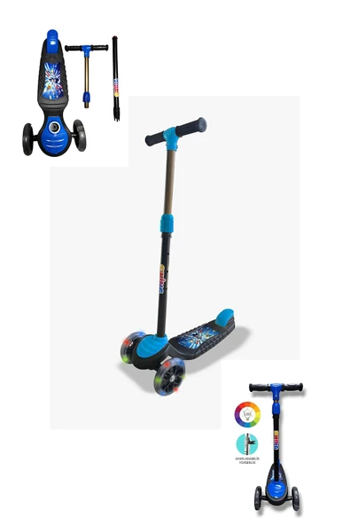 Swing Işıklı 3 Tekerlekli Scooter Mavi - Resim 4