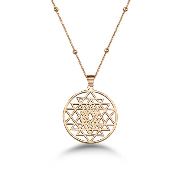 Sri Yantra Gümüş Kolye - Rose ürün görseli 1